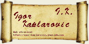 Igor Kaplarović vizit kartica